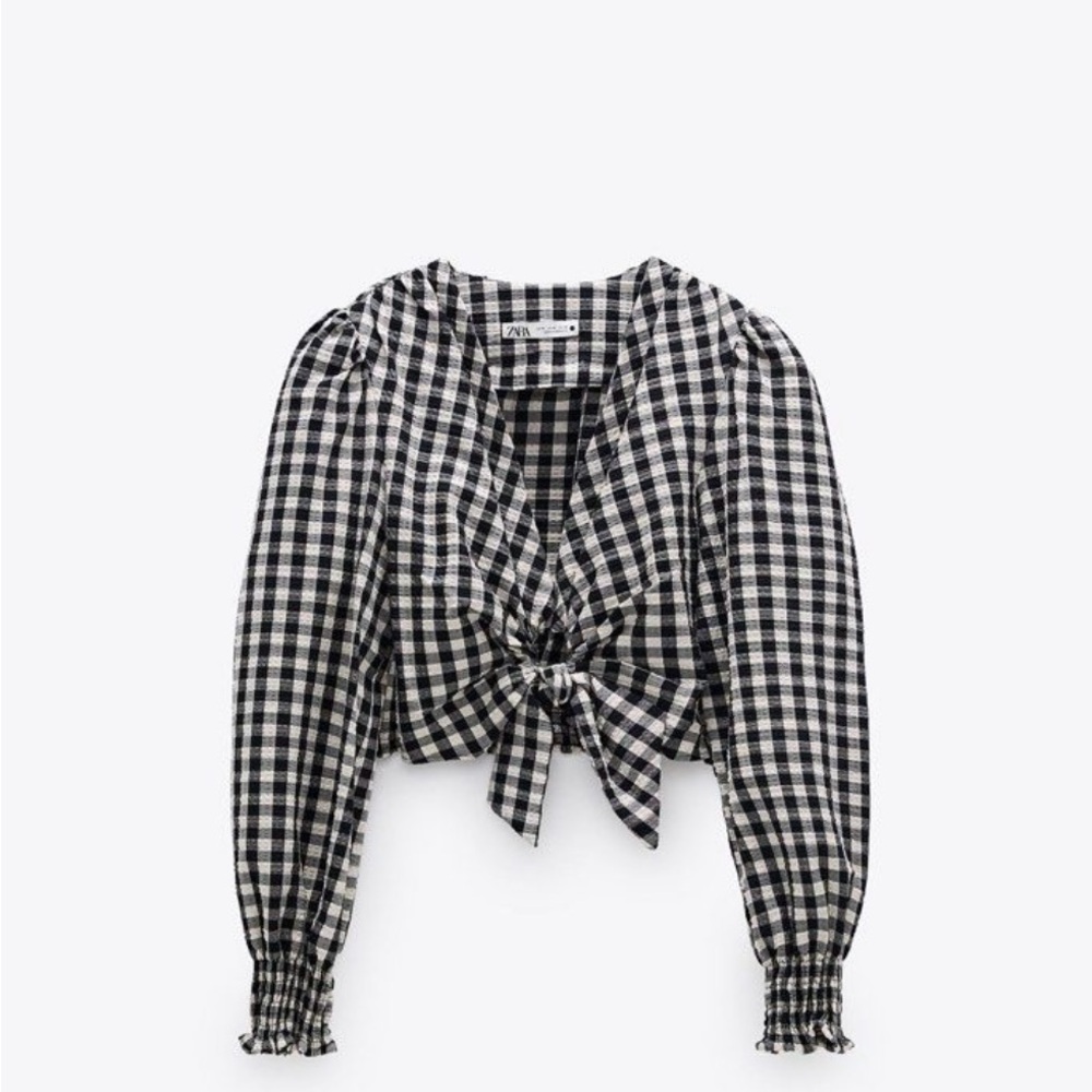 Zara Black and White Gingham Women's Top